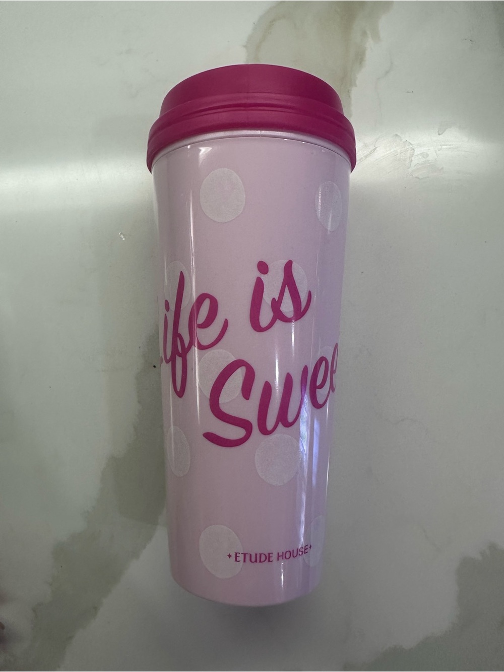 Etude House "Life is Sweet" Pink Travel Tumbler